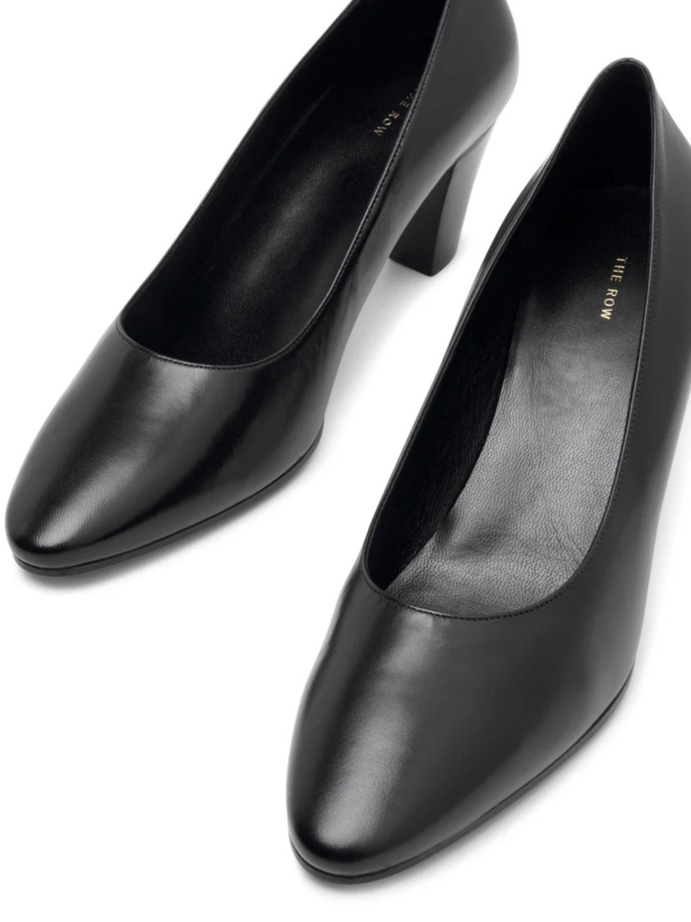 The Row Black Leather Charlotte pumps 38 mid heel